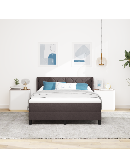 Letto a molle Marrone Scuro 140 x 200 cm Tessuto e Schiuma