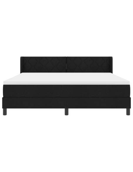 Letto a molle con testiera Nero 180 x 200 cm Tessile
