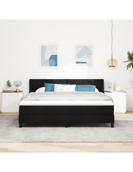 Letto a molle con testiera Nero 180 x 200 cm Tessile