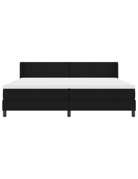 Letto a molle con testiera Nero 200 x 200 cm Tessuto e Schiuma
