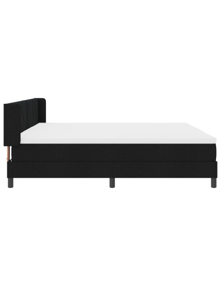 Letto a molle con testiera Nero 200 x 200 cm Tessuto e Schiuma