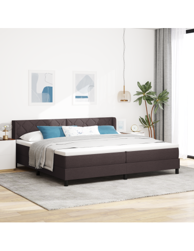 Letto a molle Marrone Scuro 200 x 200 cm Poliestere