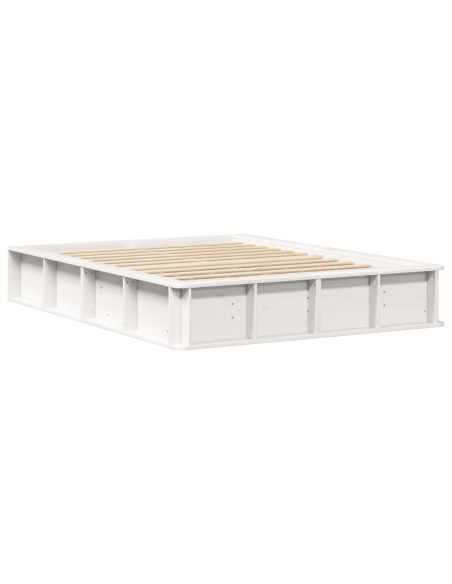 Struttura del letto con archiviazione Bianco 135 x 190 cm legno