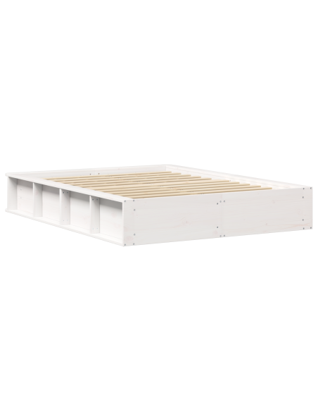 Struttura del letto con archiviazione Bianco 135 x 190 cm legno