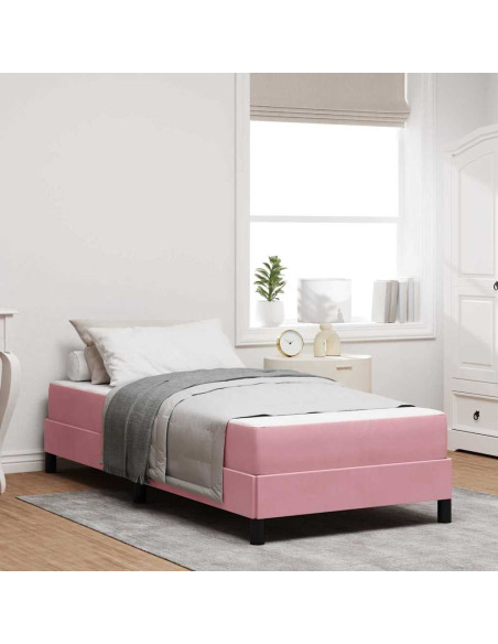 Letto box spring con materasso Rosa 80 x 200 cm Velluto