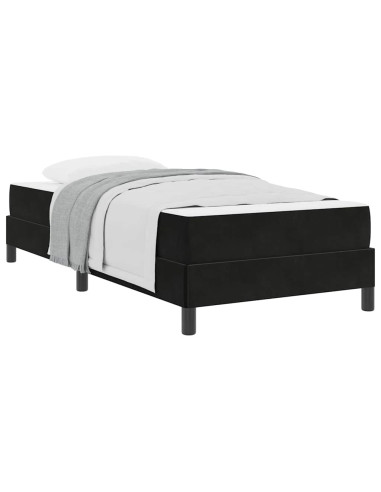 Letto a molle con materasso Nero 90 x 190 cm Tessuto