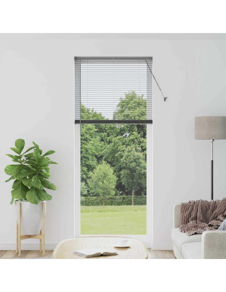 Tenda per Finestra con tende Altro Grigio scuro 80 x 130 cm Alluminio