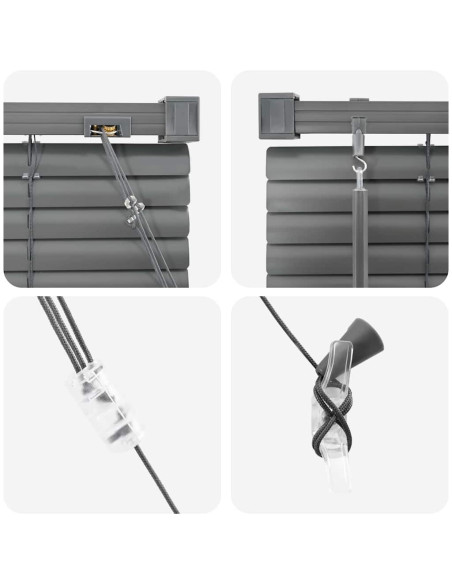 Tenda per Finestra con tende Altro Grigio scuro 80 x 130 cm Alluminio