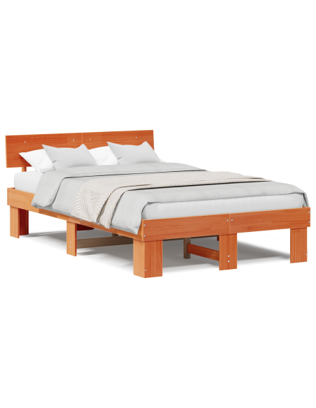 Struttura del letto con testiera Cera marrone 140 x 190 cm