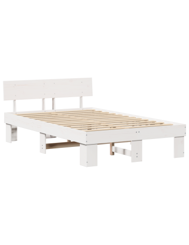 Struttura del letto Bianco 135 x 190 cm Pino massello