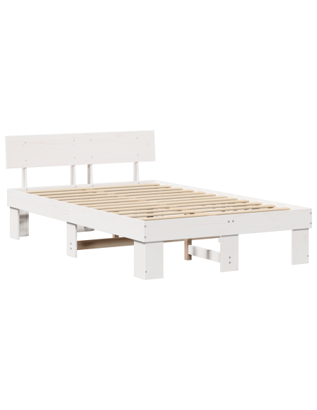Struttura del letto Bianco 135 x 190 cm Pino massello