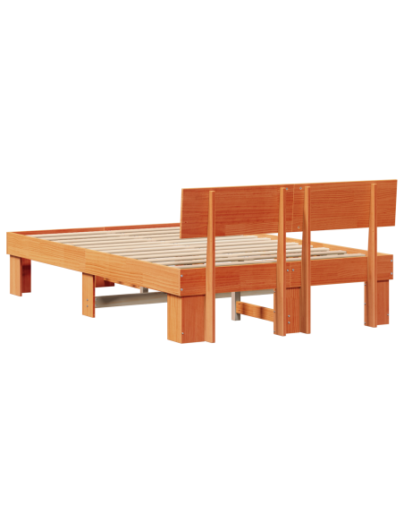 Struttura del letto con testiera Cera marrone 135 x 190 cm