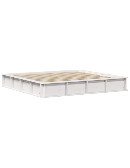 Struttura del letto con archiviazione Bianco 200 x 200 cm legno