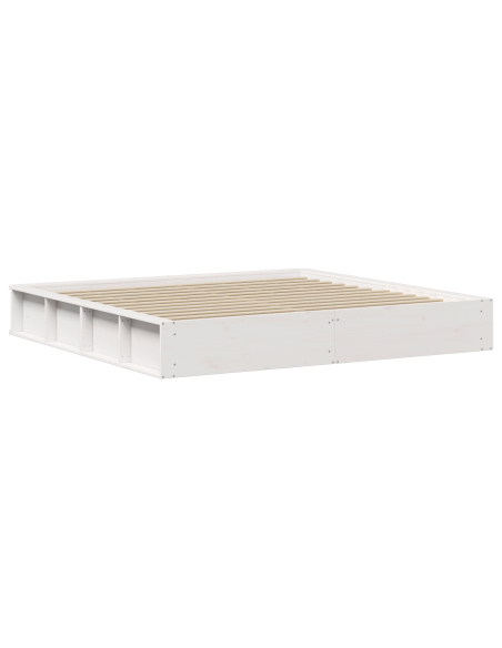 Struttura del letto con archiviazione Bianco 200 x 200 cm legno