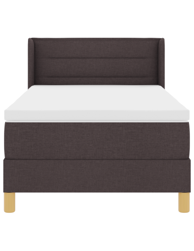 Letto a molle con testiera Marrone Scuro 200 x 90 cm Poliestere