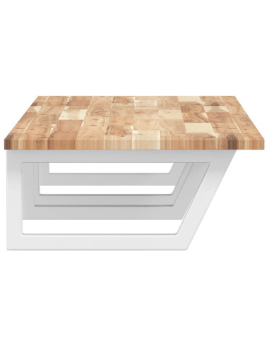 Ripiano a Parete per Lavabo in Acciaio e Massello di Acacia