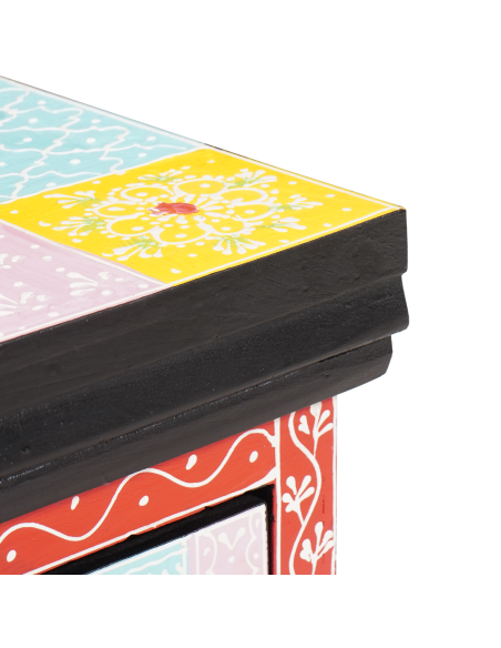 Armadio da Notte Multicolore con tile rossi, verdi e gialli