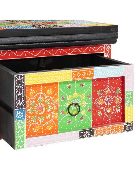 Armadio da Notte Multicolore con tile rossi, verdi e gialli