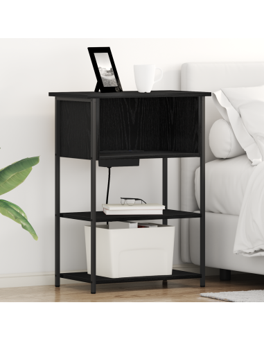 Armadio da Notte Rovere Nero 55 x 31 x 76 cm Legno multistrato