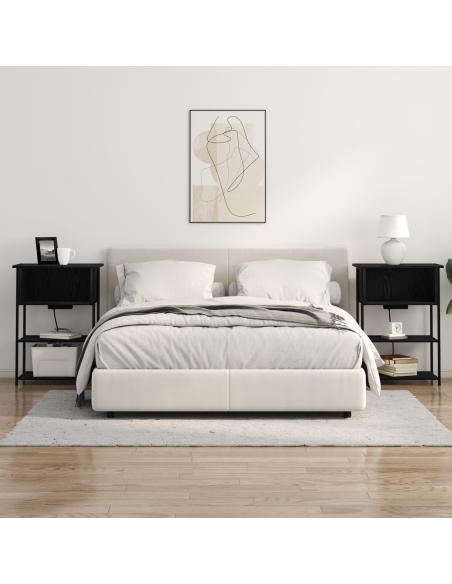 Armadio da Notte Rovere nero 55 x 31 x 76 cm Legno multistrato