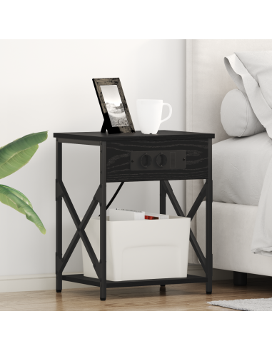 Armadio da Notte Rovere Nero 41 x 31 x 51 cm Legno multistrato