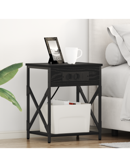Armadio da Notte con cassetto 2 pcs Rovere nero 41 x 31 x 51 cm