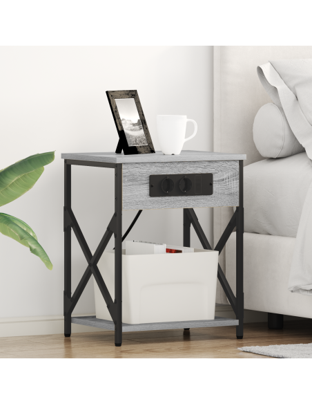 Armadio da Notte con cassetto Grigio sonoma 41 x 31 x 51 cm