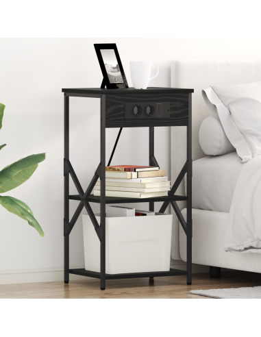 Armadio da Notte Rovere Nero 41 x 31 x 76 cm Legno multistrato