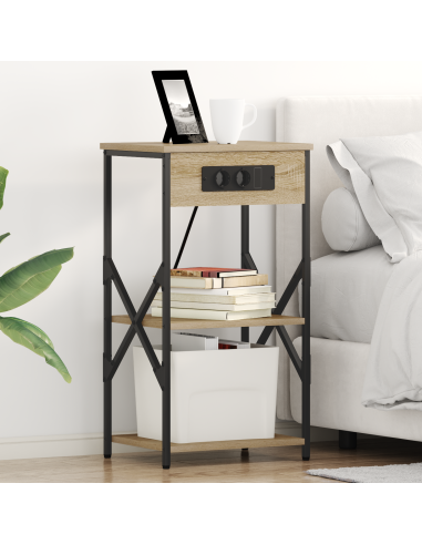 Armadio da Notte con lo scaffale Rovere Sonoma 41 x 31 x 76 cm