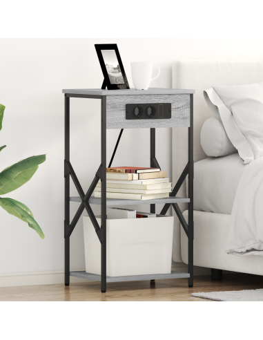 Armadio da Notte con lo scaffale Grigio Sonoma 41 x 31 x 76 cm