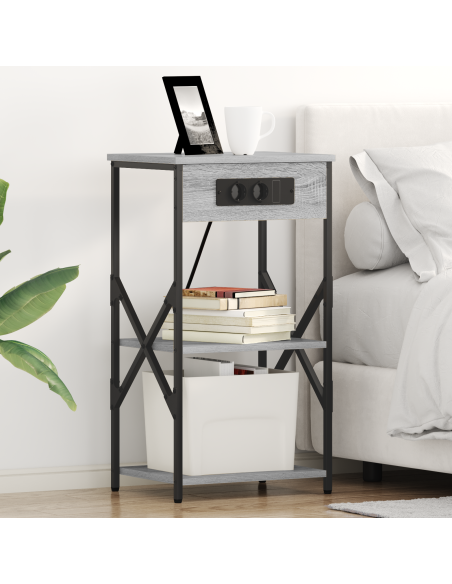 Armadio da Notte con lo scaffale Grigio sonoma 41 x 31 x 76 cm