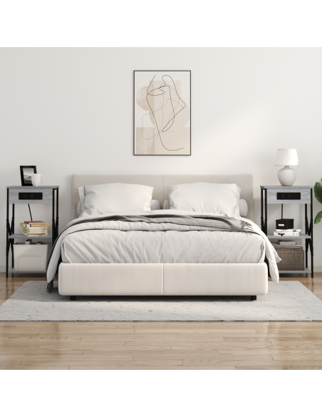 Armadio da Notte con lo scaffale Grigio sonoma 41 x 31 x 76 cm