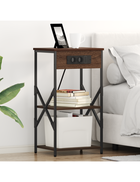 Armadio da Notte con lo scaffale Rovere marrone 41 x 31 x 76 cm