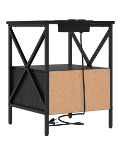 Armadio da Notte con cassetto Rovere Nero 41,5 x 40,5 x 55 cm 2