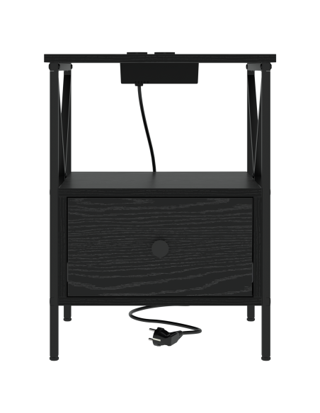 Armadio da Notte con cassetto Rovere nero 41.5 x 40.5 x 55 cm