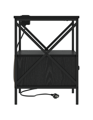 Armadio da Notte con cassetto Rovere Nero 41,5 x 40,5 x 55 cm