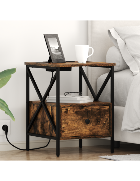 Armadio da Notte 2 pcs Rovere fumo 41.5 x 40.5 x 55 cm