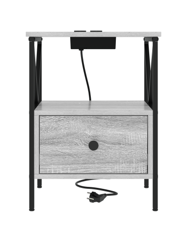Armadio da Notte con cassetto Grigio Sonoma 41,5 x 40,5 x 55 cm