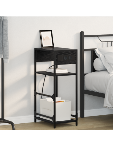 Armadio da Notte Rovere Nero 40 x 27 x 76 cm Legno multistrato