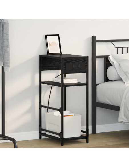 Armadio da Notte Rovere nero 40 x 27 x 76 cm Legno multistrato