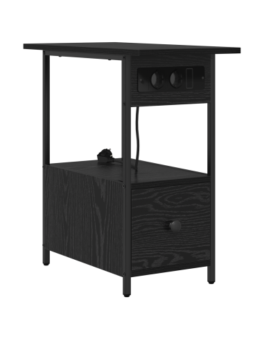 Armadio da Notte Rovere Nero 60 x 30 x 61 cm Legno multistrato