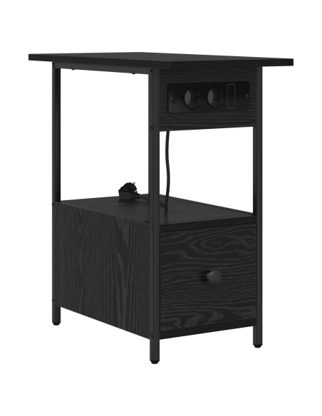 Armadio da Notte Rovere nero 60 x 30 x 61 cm Legno multistrato