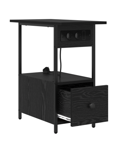 Armadio da Notte Rovere Nero 60 x 30 x 61 cm Legno multistrato