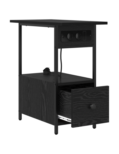 Armadio da Notte Rovere nero 60 x 30 x 61 cm Legno multistrato