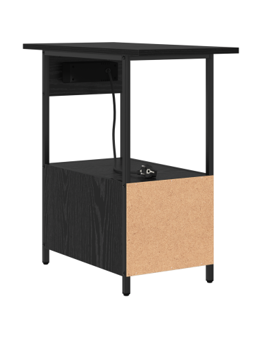 Armadio da Notte Rovere Nero 60 x 30 x 61 cm Legno multistrato