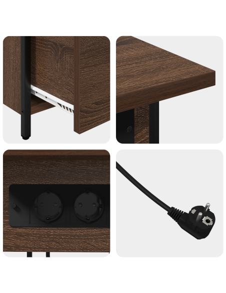 Armadio da Notte con cassetto Rovere marrone 60 x 30 x 61 cm