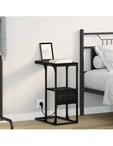 Armadio da Notte Rovere Nero 41,5 x 26 x 60,5 cm