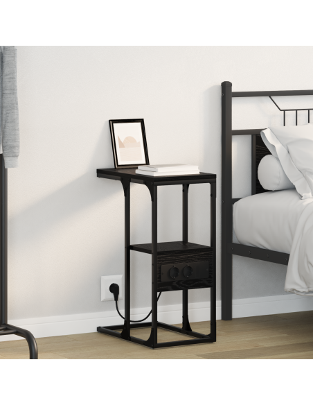 Armadio da Notte Rovere Nero 41,5 x 26 x 60,5 cm