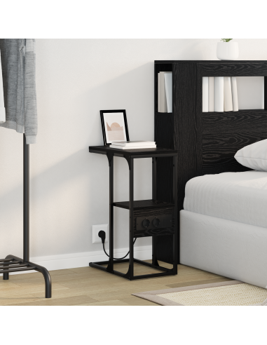 Armadio da Notte Rovere Nero 41,5 x 26 x 60,5 cm