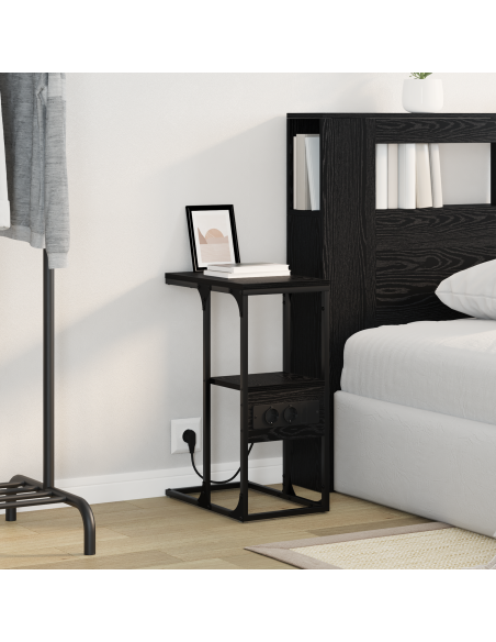 Armadio da Notte Rovere Nero 41,5 x 26 x 60,5 cm